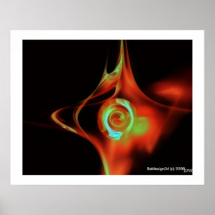 Póster ROSA FRACTAL, vermelho verde azul