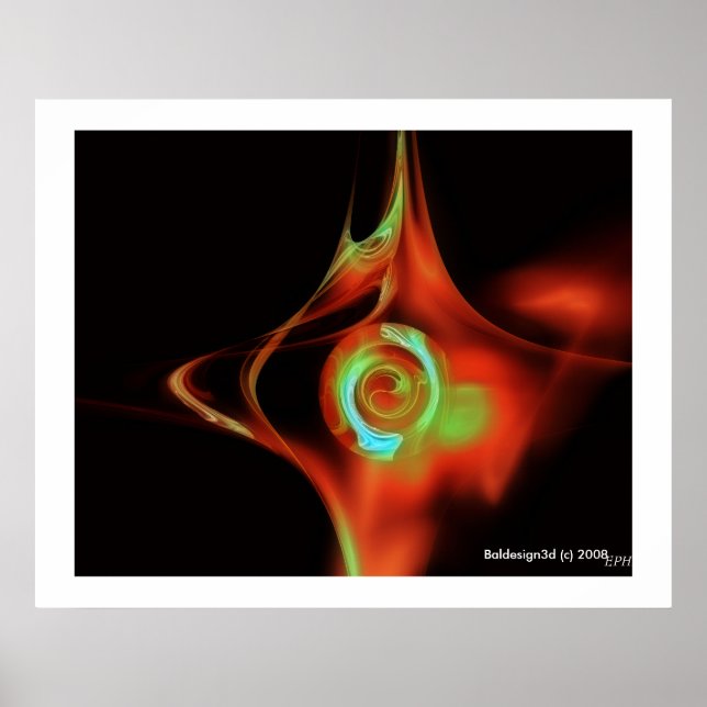 Póster ROSA FRACTAL, vermelho verde azul (Frente)
