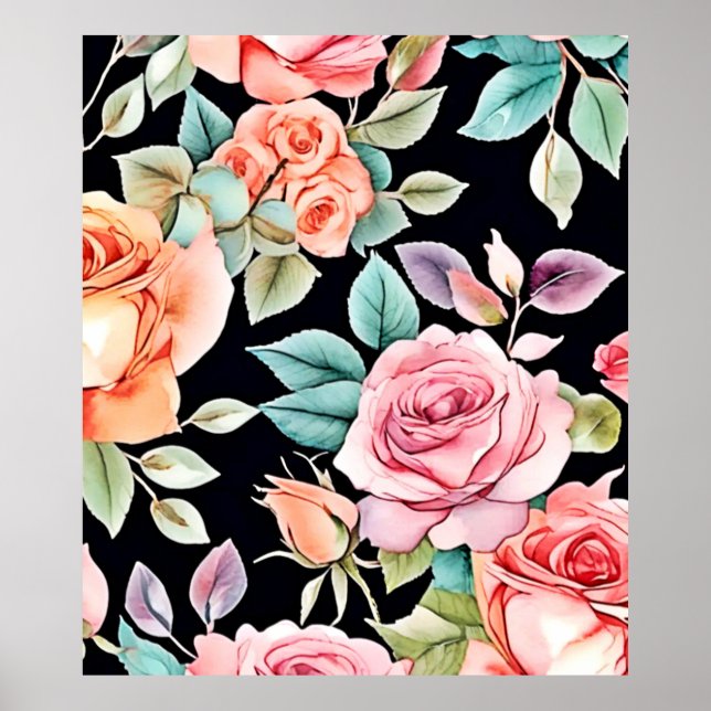 Poster Rosa Garden Pattern Design (Frente)