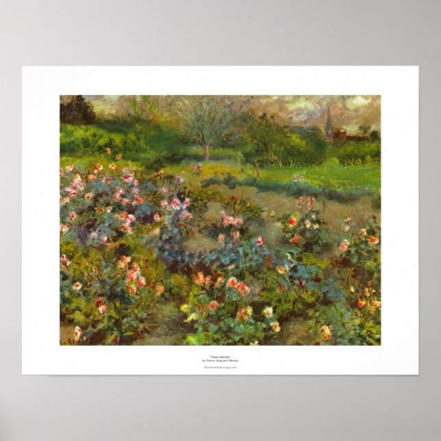 Póster Rosa Garden por Renoir bela arte impressionista (Frente)