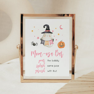 Poster Rosa Halloween Fantasma Pequeno Boo Mãe Bar