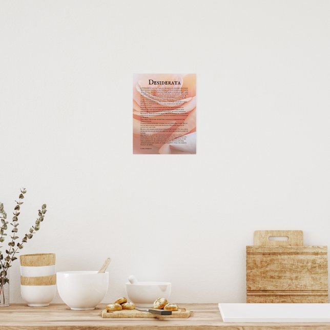 Poster Rosa Laranja Pastel e Poema Desiderata (Cozinha)