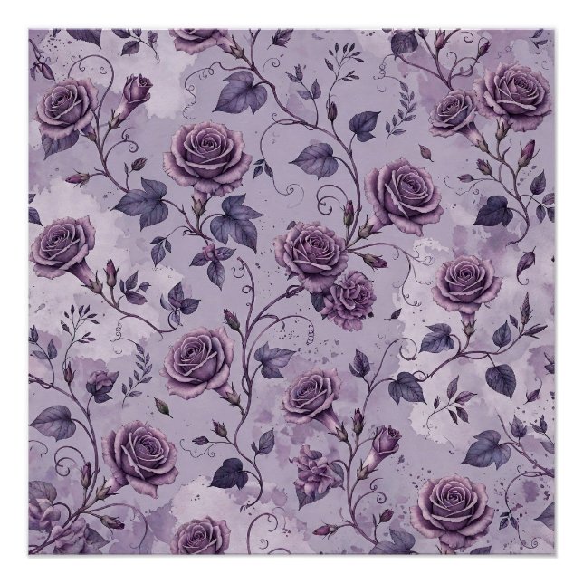 Póster Rosa Lavanda Empoeirada Tons Sonhadores Florais  (Frente)