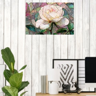 Poster Rosa Luminosa Bege Falso Vidro Manchado Pastel