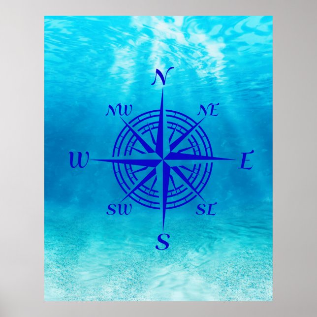 Poster Rosa marinho de Compass Azul (Frente)