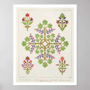 Póster Rosa motif wallpaper design, impresso por M. N. Ha