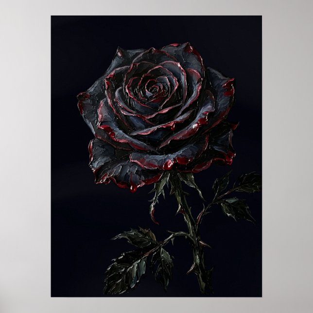 Poster Rosa Negra — Impasto Botânico Gótico (Frente)