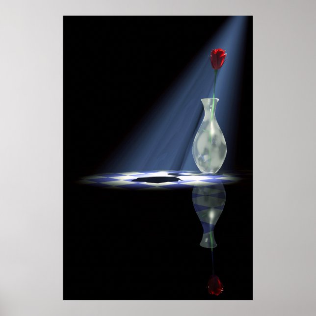 Póster rosa no vaso 2 (Frente)
