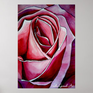 Poster rosa original do abstrato de Macro Rosa