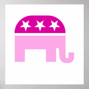 Póster Rosa original republicano do elefante