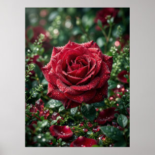 Poster Rosa Orvalho Luxo Macro Bloom