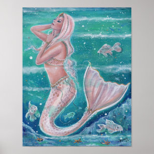 Poster Rosa Pearl Mermaid art por Renee Lavoie