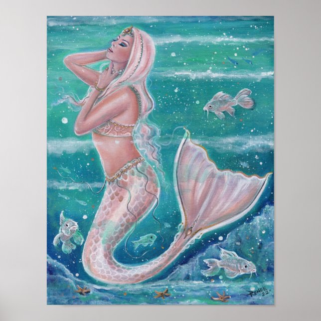 Poster Rosa Pearl Mermaid art por Renee Lavoie (Frente)