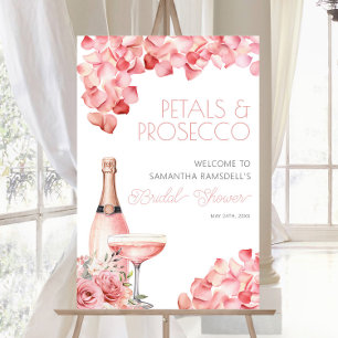 Poster Rosa Petals & Prosecco - Chá de panela Floral 24x3