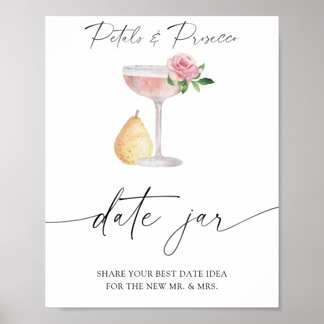 Poster Rosa prosecco - ideias noturnas. Bridal de boião (Frente)