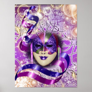 Poster rosa púrpura veneana mascarada mask