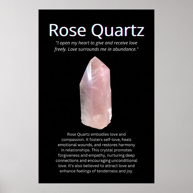 Poster Rosa Quartz Crystal Stone Significa (Frente)
