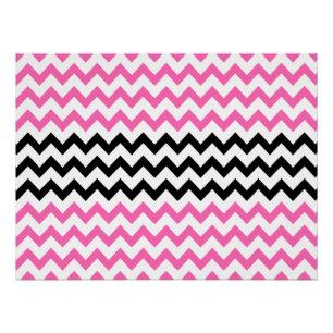 Póster Rosa quente e preto Chevron
