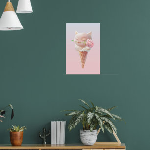 Poster Rosa Romântica: Senhorita Gatinha Casquinha de Sor