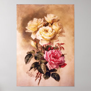 Poster Rosa Romântico francês de noivas de arte Impress