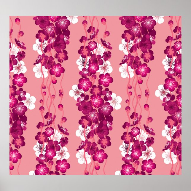 Poster Rosa rosa floresce: fundo sem problemas. (Frente)