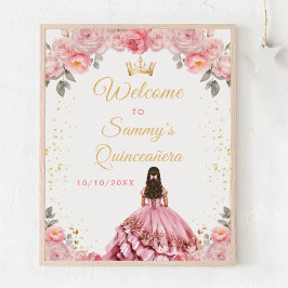 Poster Rosa Rosa Princesa Quinceañera Boas-vindas