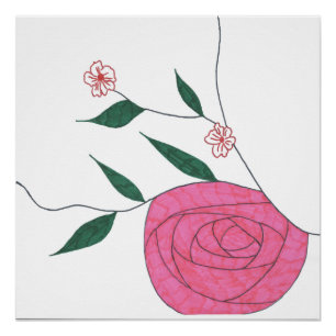 Póster Rosa rosa-rosa Ikebana poster minimalista