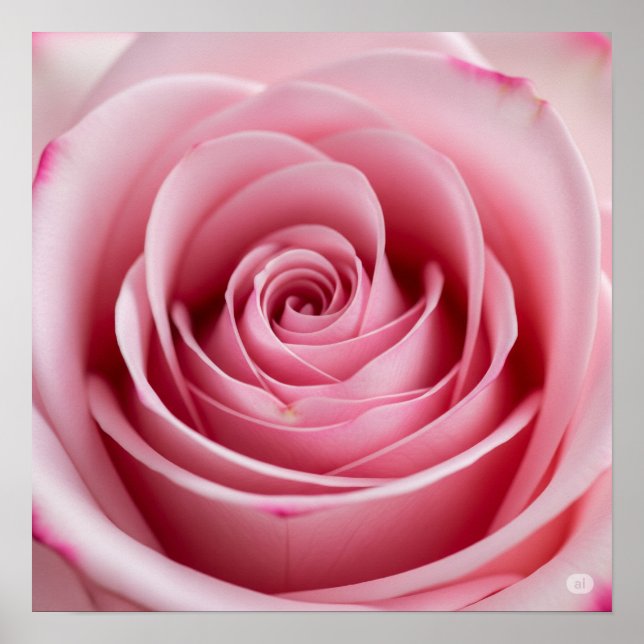 Poster Rosa Rosa Rosa Rosa com Gotas de Água (Frente)