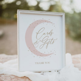 Poster Rosa sobre as placas e presentes do Chá de fraldas