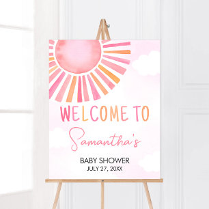 Poster Rosa, Um Pequeno Raio Sol, Chá de fraldas Bem-vind