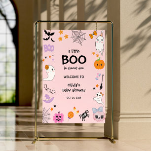 Poster Rosa Um Pouco Boo Chá de fraldas De Halloween Bem-