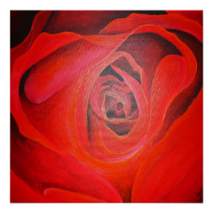 Póster Rosa vermelha Artística em Forma de Coração