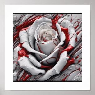 Poster Rosa vermelha de sangue branco