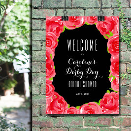 Poster Rosa vermelha Derby Style Chá de panela Bem-vindo