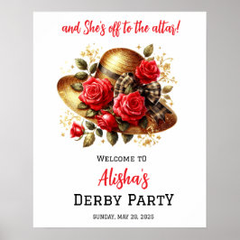 Poster Rosa vermelha do Hat Derby Chá de panela Bem-vindo