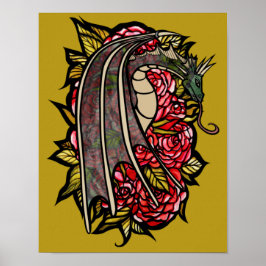 Poster Rosa vermelha Dragon Art