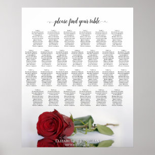 Poster Rosa vermelha Elegante 26 Gráfico de Casamento de