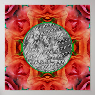 Poster Rosa vermelha Floral Nature Frame Adicionar Sua Fo