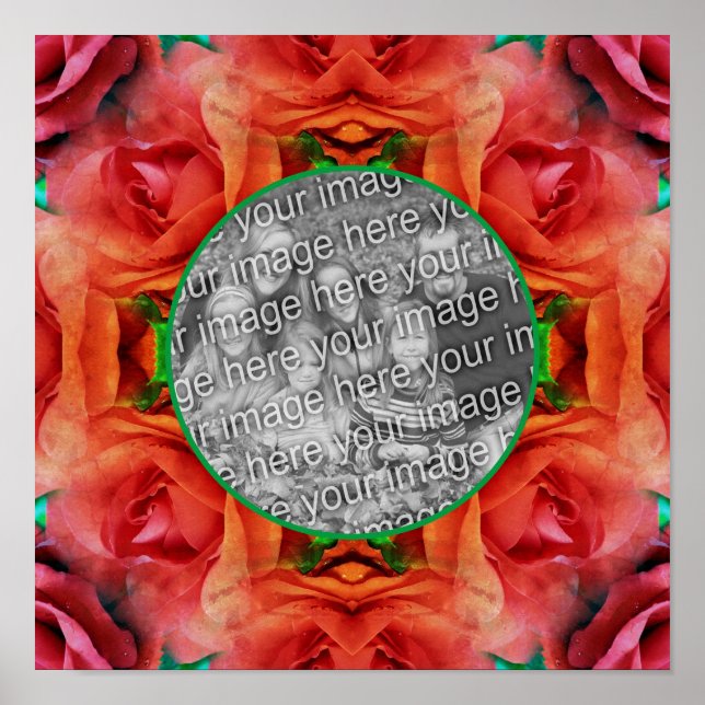 Poster Rosa vermelha Floral Nature Frame Adicionar Sua Fo (Frente)