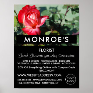 Poster Rosa vermelha, Florist, Publicidade Florista