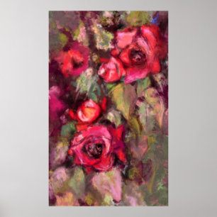 Poster rosa vermelha - Primavera - pintura original Abstr