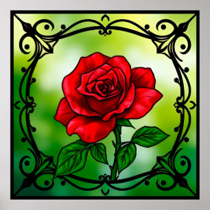 Poster Rosa vermelha vibrante