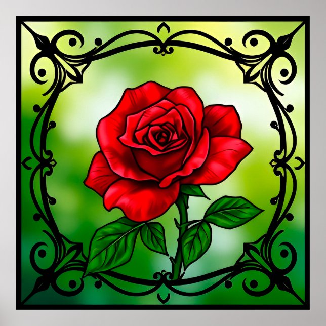 Poster Rosa vermelha vibrante (Frente)
