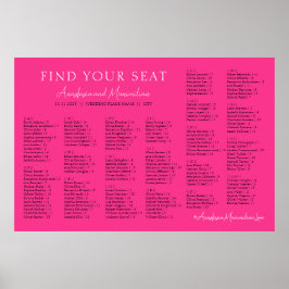 Poster Rosa Vibrante Casamento Fuchsia Assentos em Ordem 