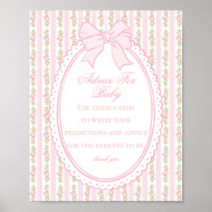 Poster Rosa Vintage Chique Floral Conselho para Chá de Be