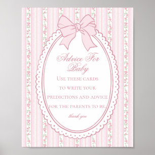 Poster Rosa Vintage Chique Floral Conselho para Chá de Be