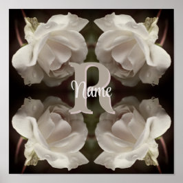Poster Rosáceas Vintage com Monograma Personalizado