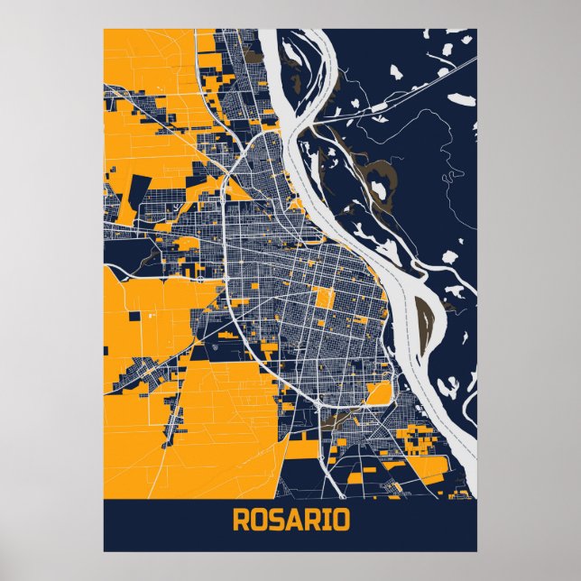 Poster Rosario - Argentina Bluefresh City Map (Frente)