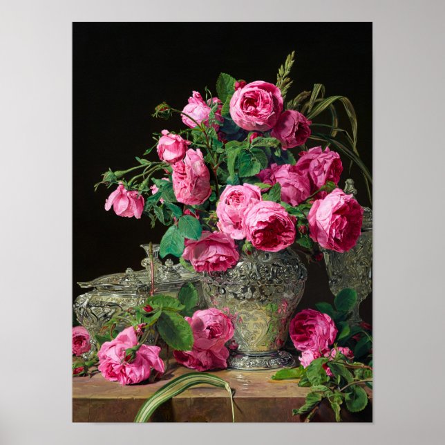 Poster Rosas, 1843 por Ferdinand Georg Waldmuller (Frente)