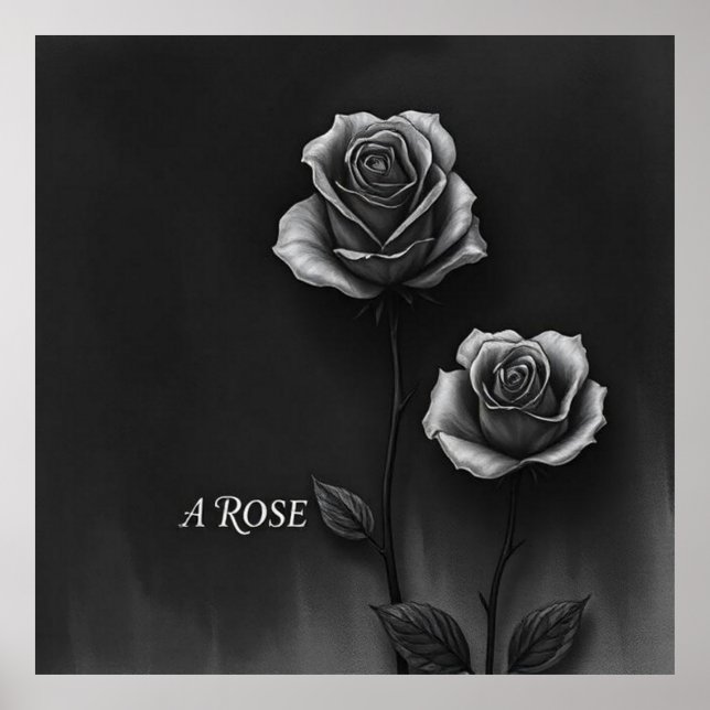 Poster Rosas a carboncillo estilo artístico clásico (Frente)